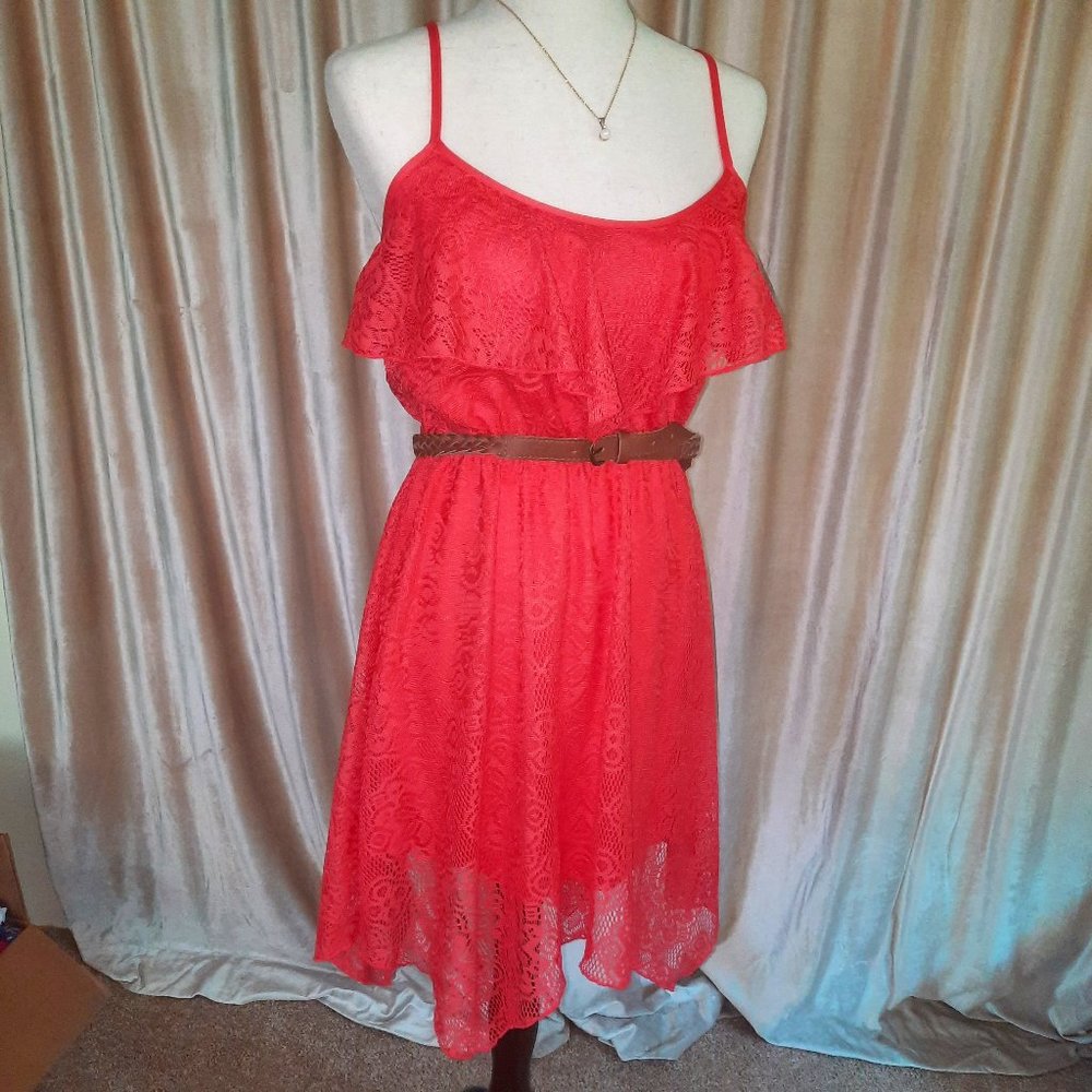 Emerald Sundae Orange Lace Dress Sz M